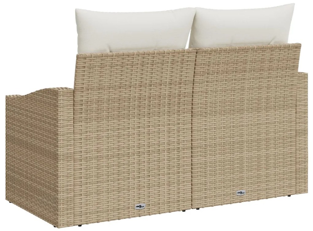 2-Fős Kerti Kanapé Párnákkal Bézs Poly Rattan