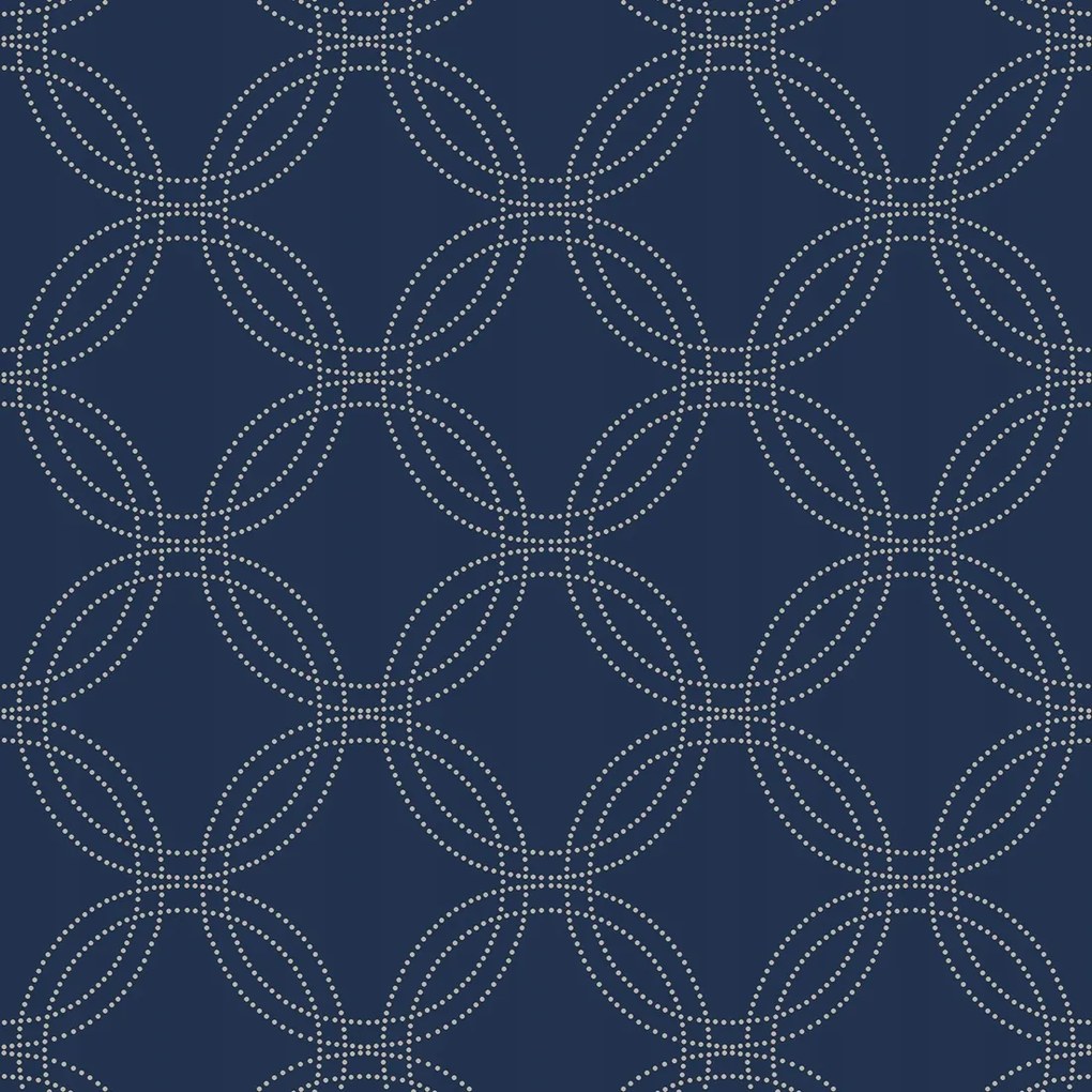 Geometrikus Tapéta Sötétkék Arany Körök Tapéta