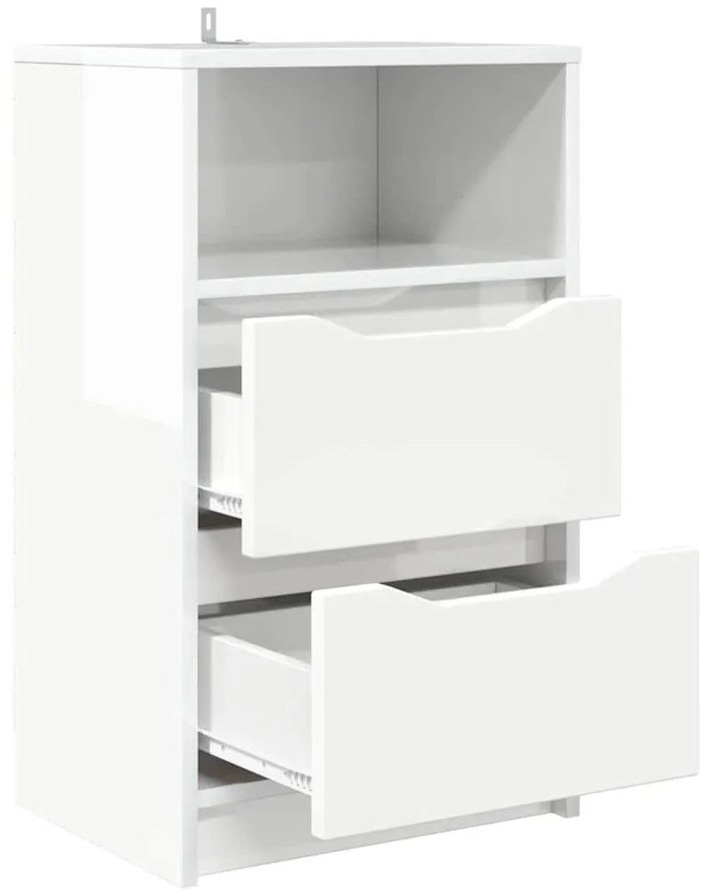 Éjjeliszekrények 2 pcs Magas Fényű Fehér 40 x 30 x 467 cm