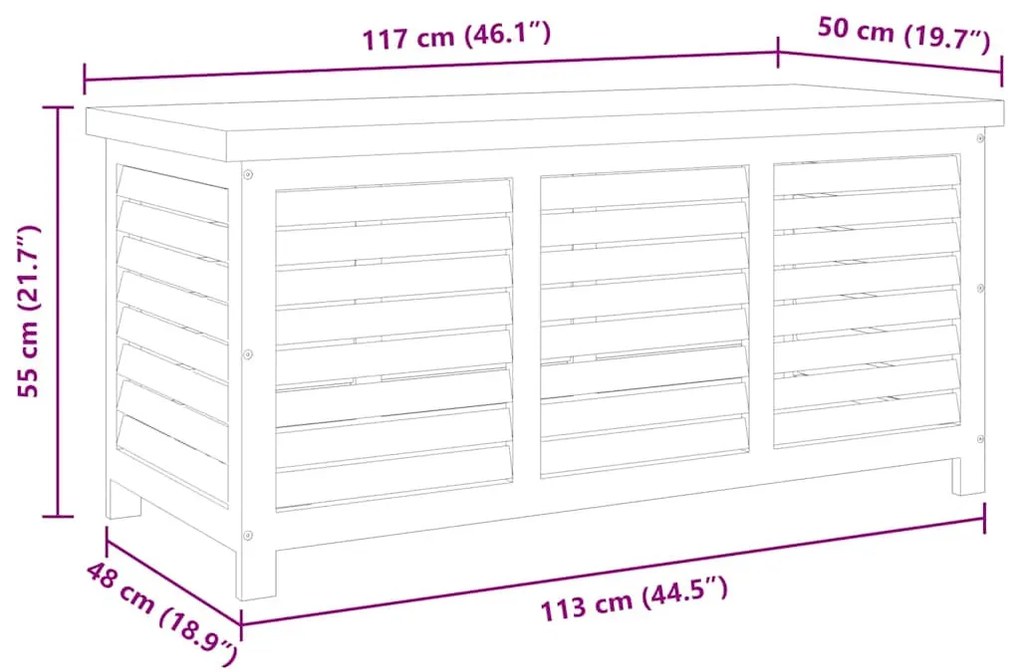 tömör eukaliptuszfa kerti tárolóláda 117 x 50 x 55 cm