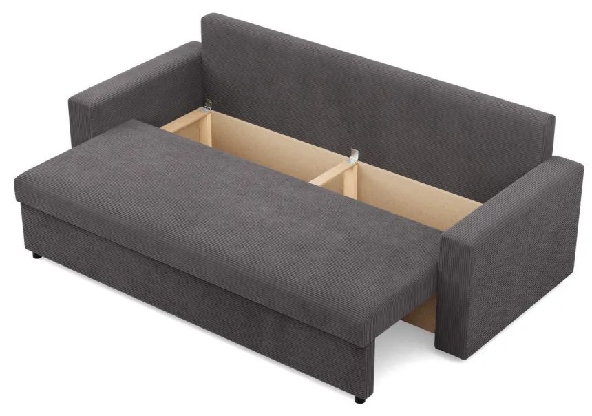 Zeus kanapéágy, kordbársony, hab töltet, egyenes kartámasz, szürke