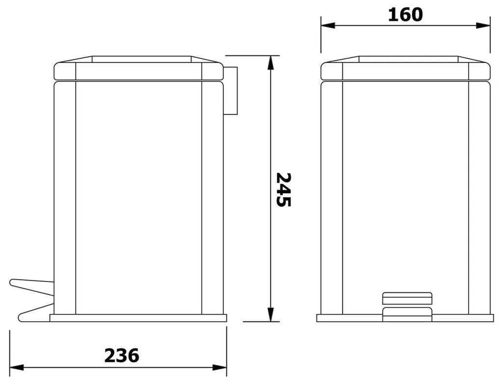 AQUALINE GAQ003 Simple line hulladékkosárszögletes 3 l, rozsdamentes acél