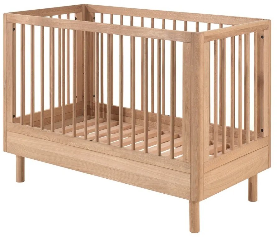 Natúr színű tölgyfa babaágy állítható magassággal 60x120 cm Forrest – Vipack