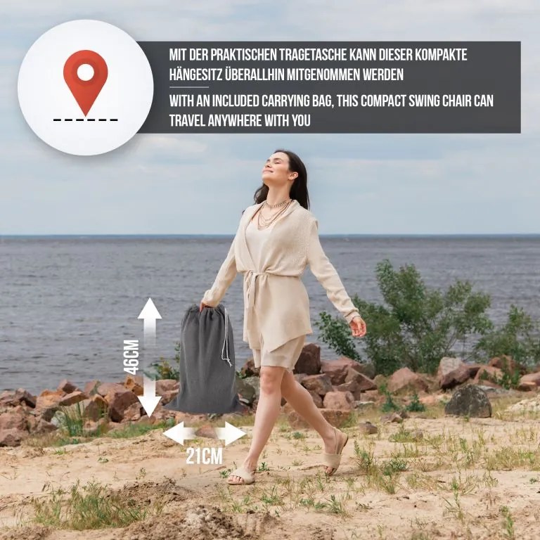 MIADOMODO Függő hintaszék kintre-bentre antracit