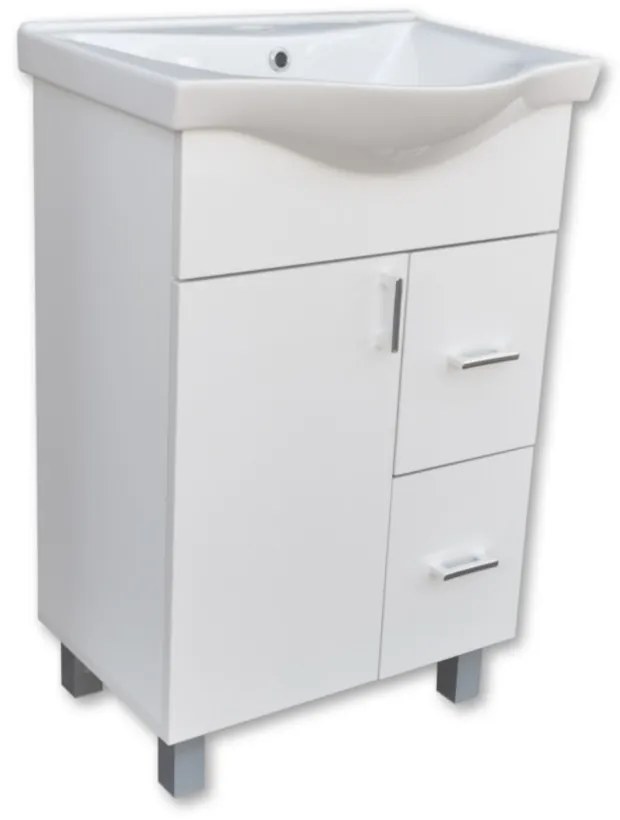 VivaStyle BIANKA 55 lábon álló fürdőszobabútor 2 fiókos Sanovit ALBATROS 10055 mosdókagyló 55x45 cm
