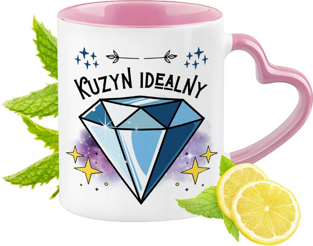 Unokatestvér bögre rózsaszín szív alakú füllel Kávé ajándék