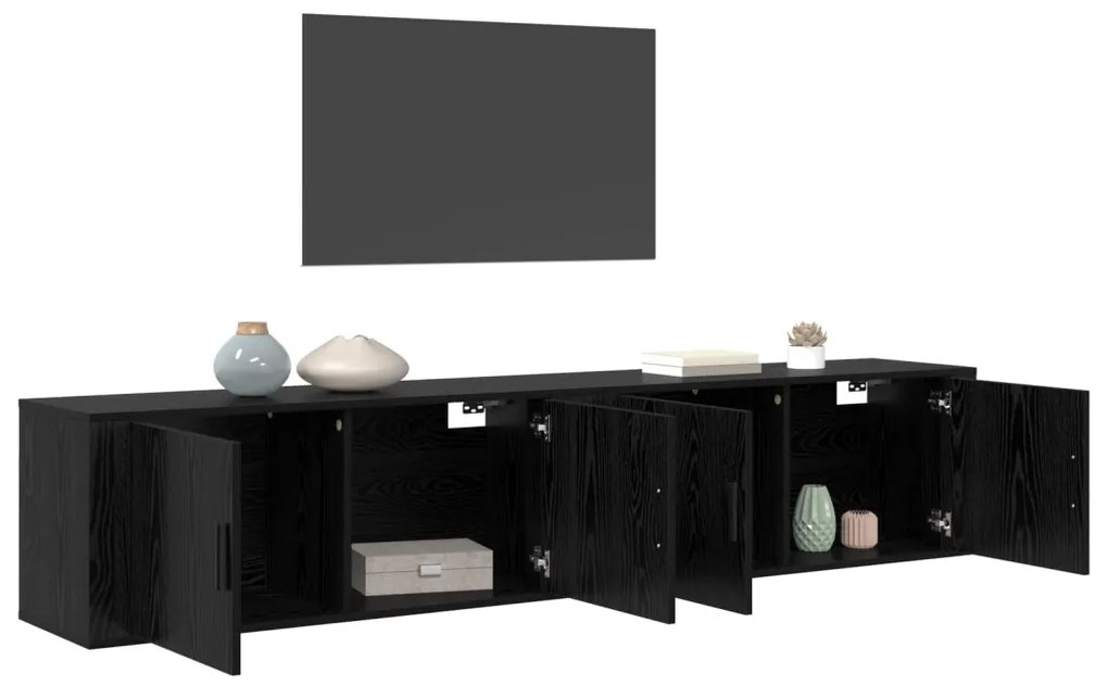vidaXL Fali TV szekrény szett 2 pcs Fekete tölgy 100 x 34,5 x 40 cm