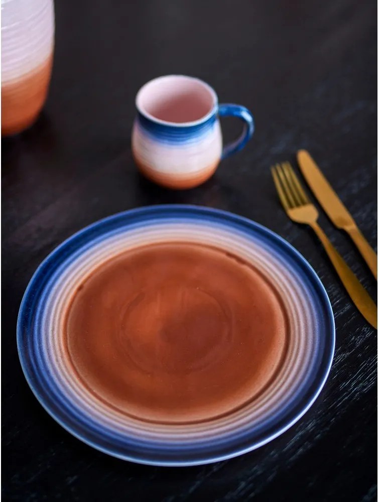 Kék-narancssárga kőedény tányér készlet 4 db-os ø 27 cm Tatum – Bloomingville