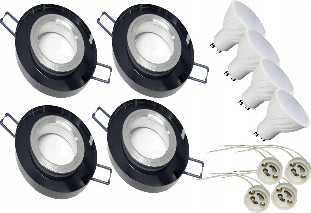 4x Kerek üveg halogén lámpatest+LED GU10 5W