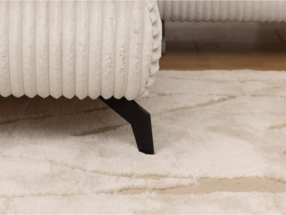 Krémszínű kordbársony sarokkanapé (bal oldali-L alakú) Marbeya – Ropez