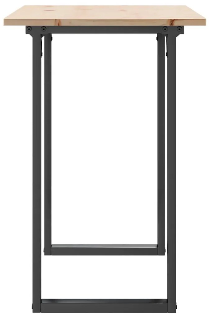 tömör fenyőfa és acél étkezőasztal O-vázzal 100x50x75 cm