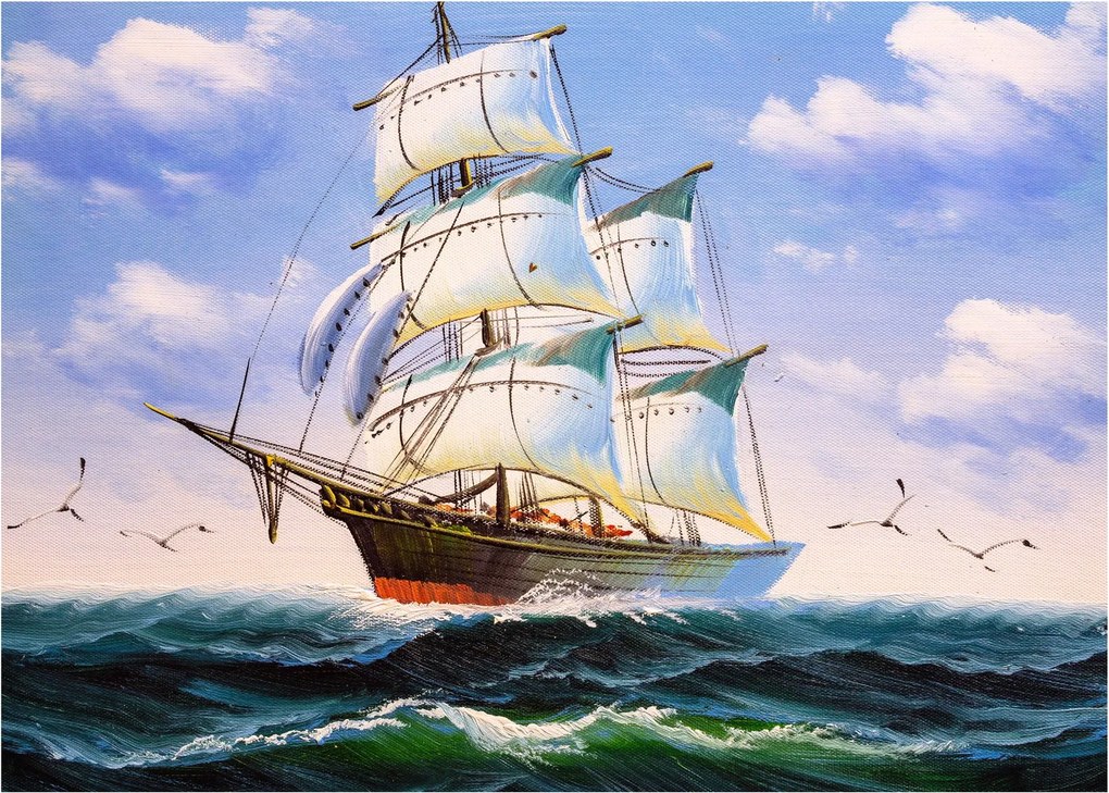 Kép egy hajóról a hullámokon (70x50 cm)