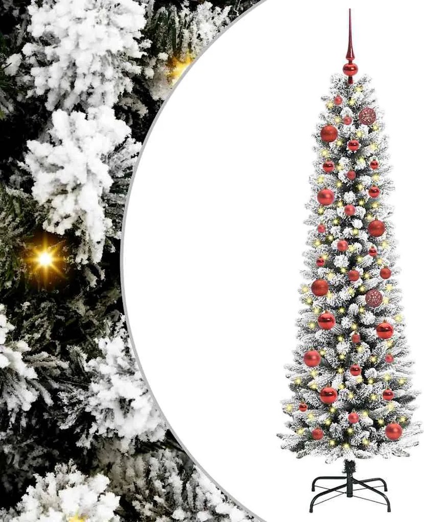 vidaXL Mű karácsonyfa 150 LED-del Fehér 150 cm PVC és Fém és Műanyag