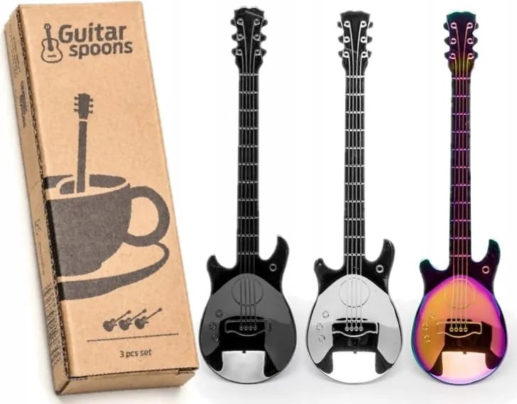 Zenélő Kávés Teáskanál 3 Db Gitárhoz
