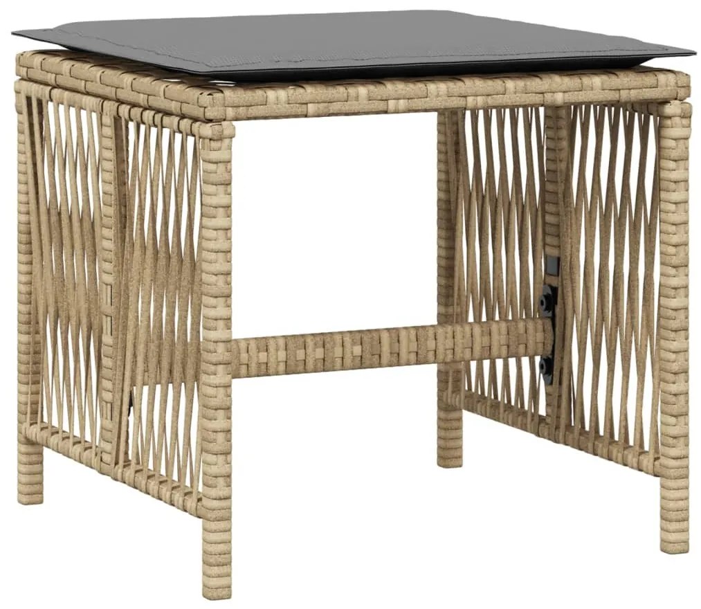 4 db vegyes bézs polyrattan kerti szék párnával 41 x 41 x 36 cm