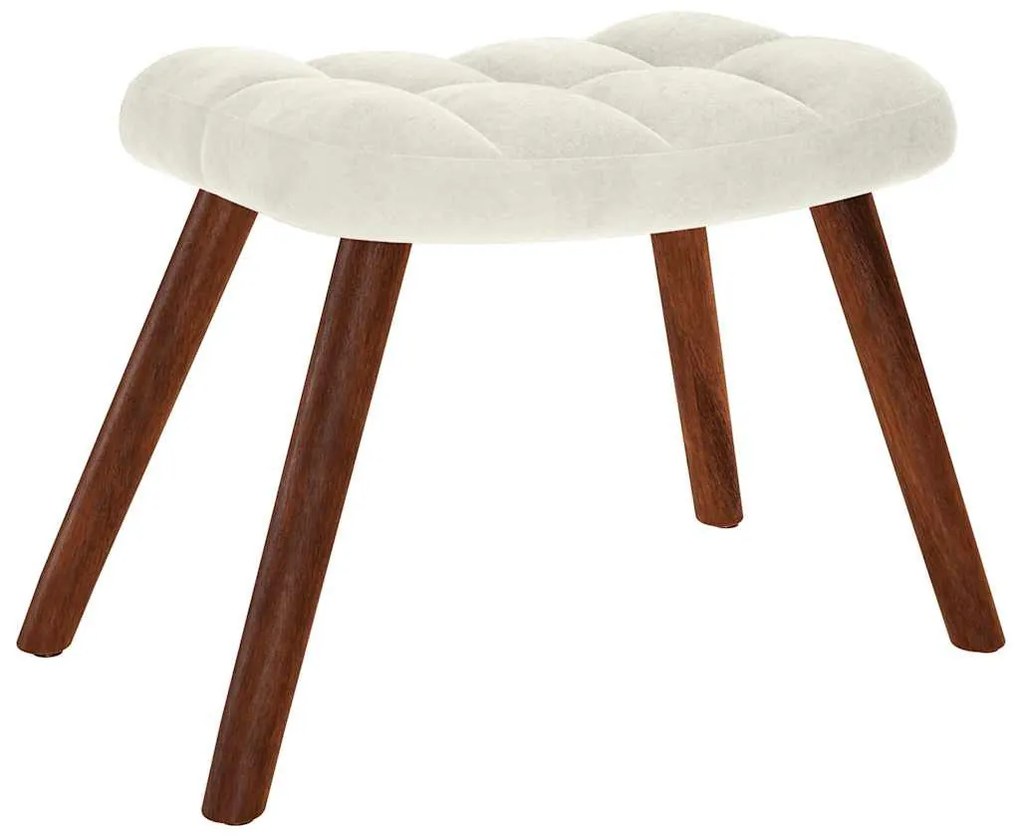 krémszínű bársony pihenőfotel zsámolynal