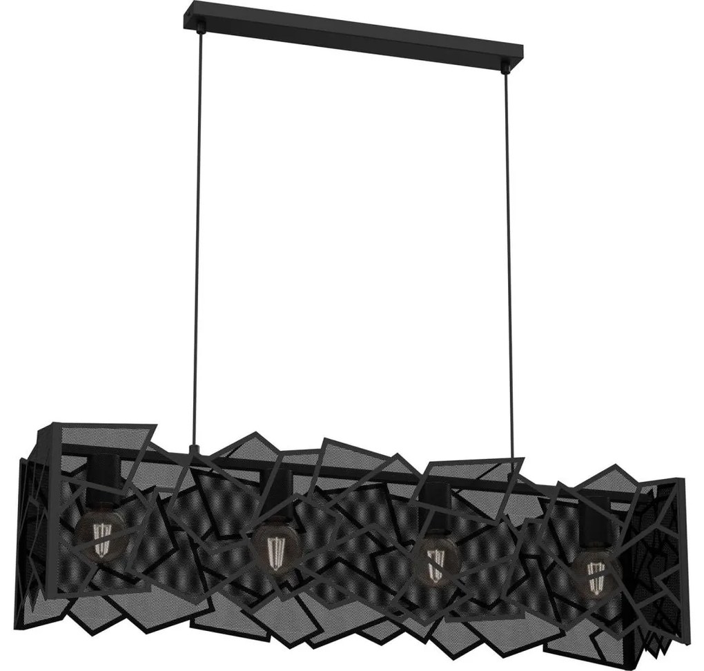 Csillár zsinóron CAMO 4xE27/15W/230V fekete