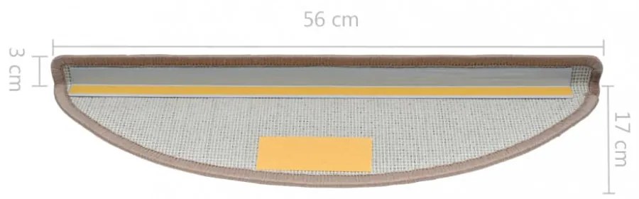 10 db világosbarna lépcsőszőnyeg 56x17x3 cm