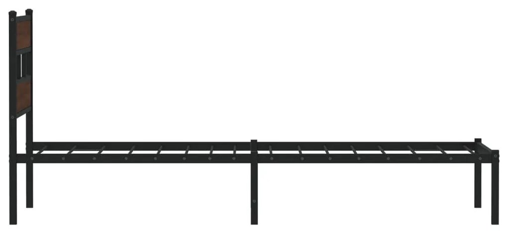 barna tölgy színű fejtámlás ágykeret matrac nélkül 100 x 190 cm
