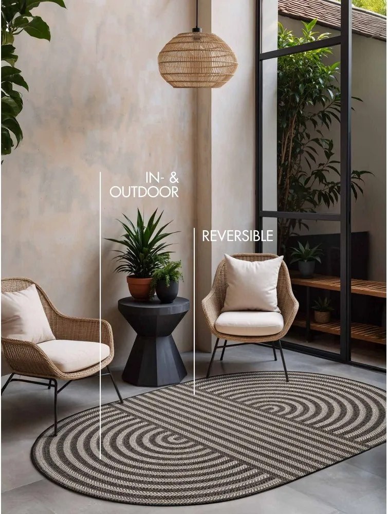 Fekete-krémszínű kültéri-beltéri szőnyeg 160x230 cm Haringey Woodfield – Ted Baker