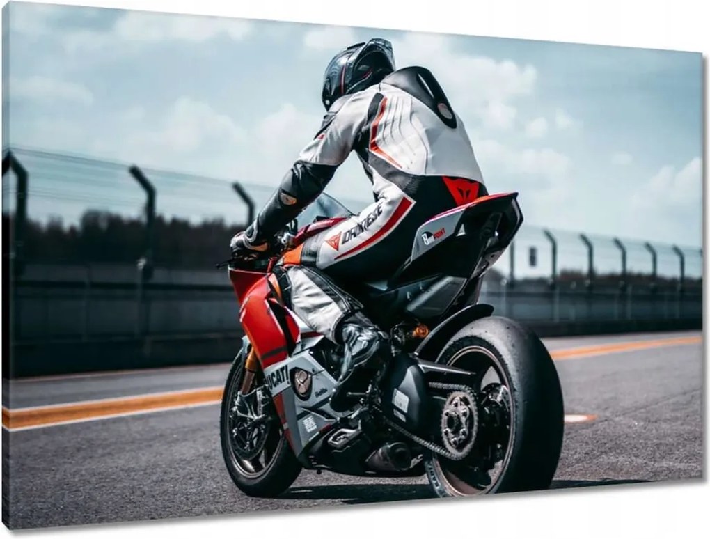 Vászonkép 90x60 Motoros a pályán