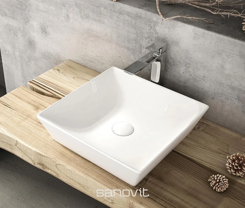Sanovit DECENTE - PULTRA ültethető - Top Counter - porcelán mosdó - - 40 x 40 cm