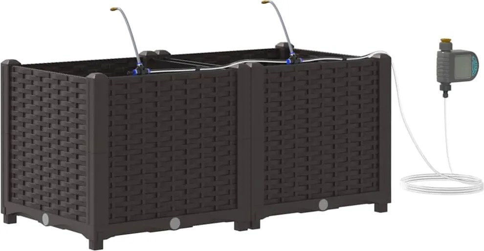 vidaXL Kerti cserép 2 pcs Barna Acél
