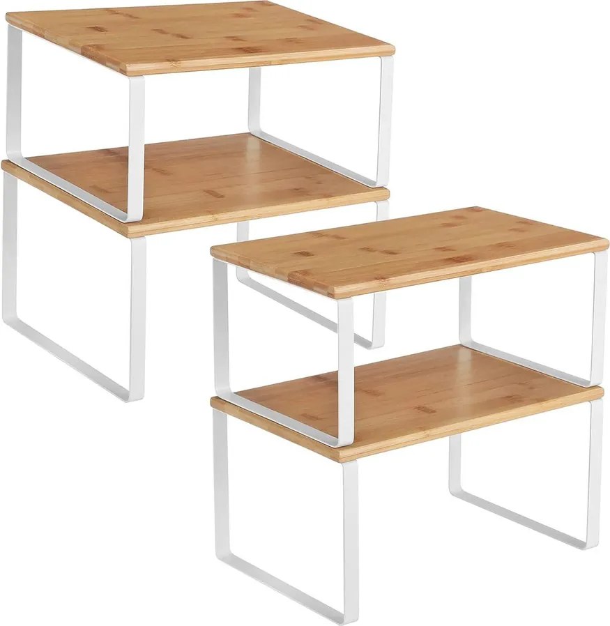 Konyhai tároló polc szett, 4 darab, egymásra rakható, bézs