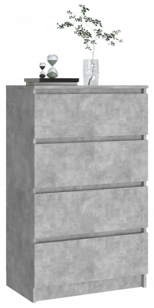 betonszürke szerelt fa tálalószekrény 60 x 35 x 98,5 cm