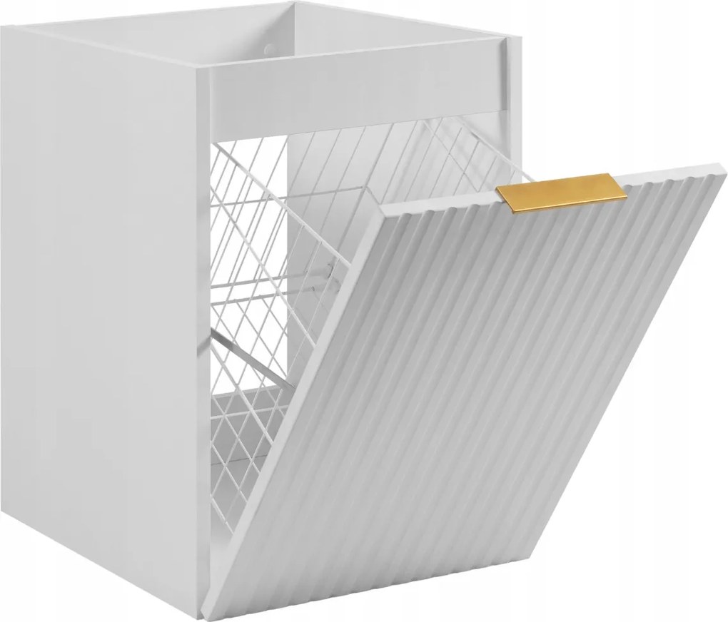 Fürdőszoba szekrény szennyestartó kosárral 40 fehér ajtóval Mdf fronttal