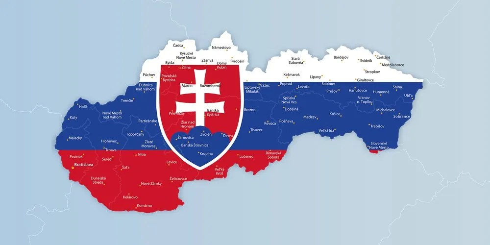 Obraz na korku mapa Slovenska so štátnym znakom