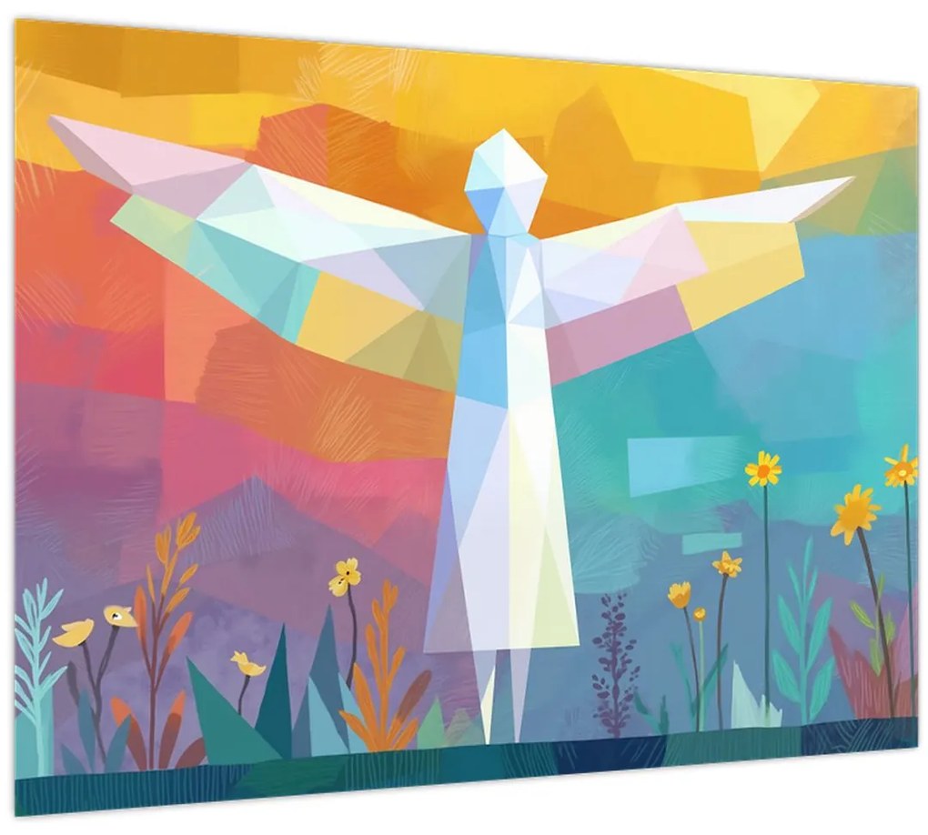 Üveg kép - Virágok őrzője (70x50 cm)