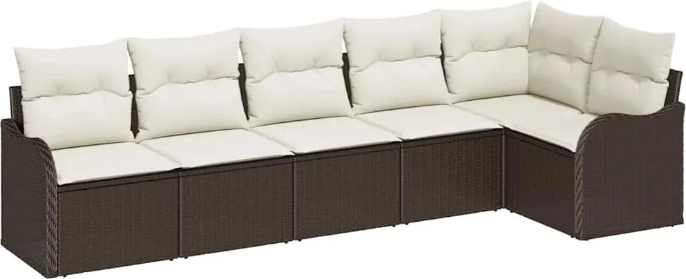 vidaXL Kerti Kanapé Szett 6 pcs Barna polirattan