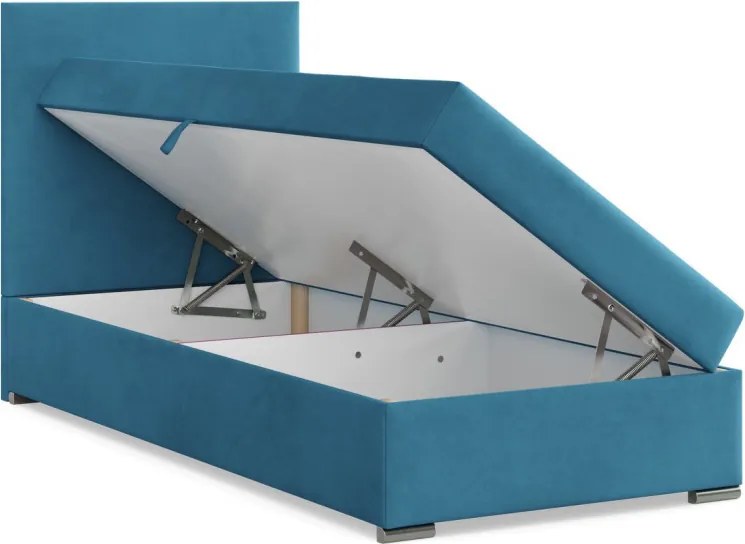 Agen egyszemélyes ágy, bársony, ágyneműtartóval, zöld