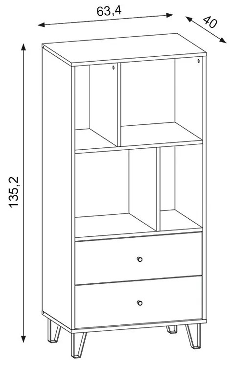 BILBAO REGAŁ BL07 2S DĄB ARTISAN/BIAŁY MAT