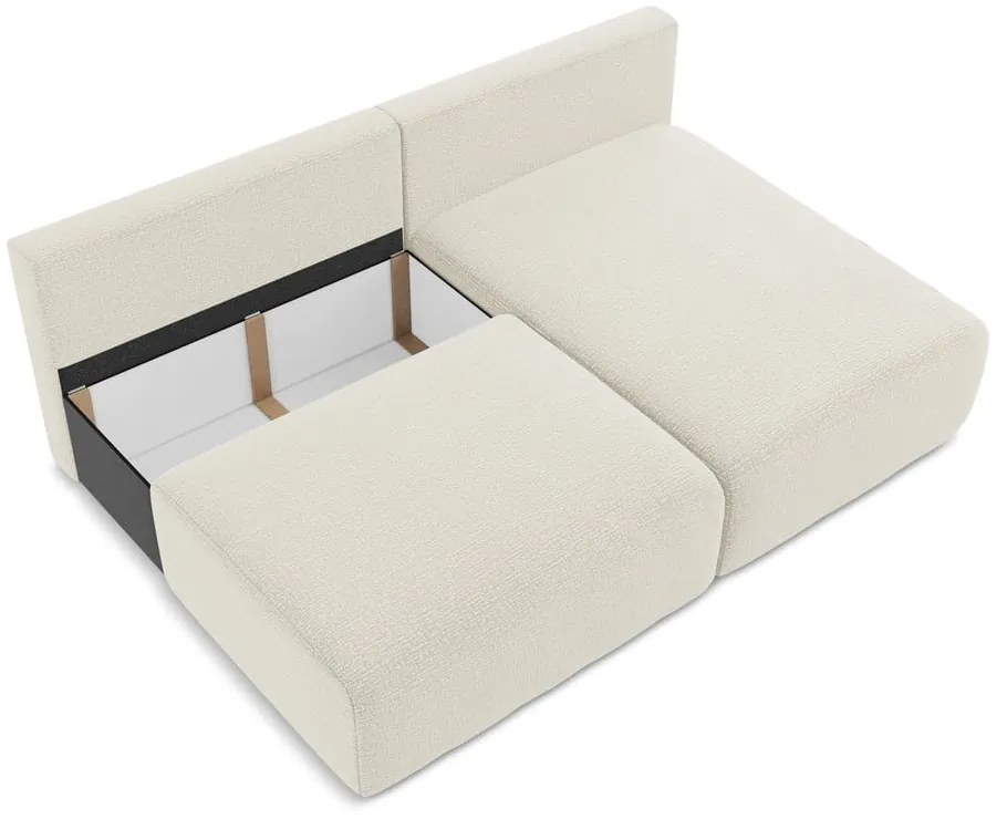 Krémszínű kinyitható-tárolóhelyes sarokkanapé (jobb oldali) Kalena – Makamii