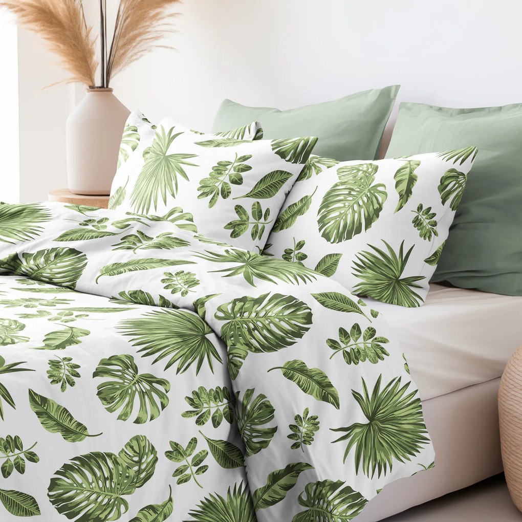 Goldea pamut ágyneműhuzat - monstera levelek 140 x 200 és 70 x 90 cm