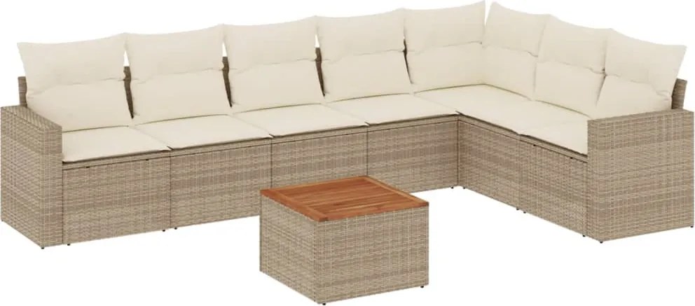 vidaXL 8 részes bézs polyrattan kerti ülőgarnitúra párnával