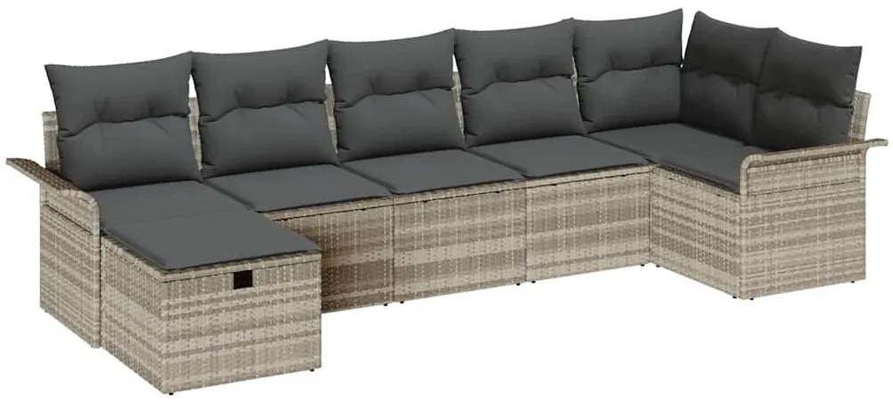 Kerti Kanapé Szett 7 pcs Világosszürke 297,5 x 132,5 x 85 cm