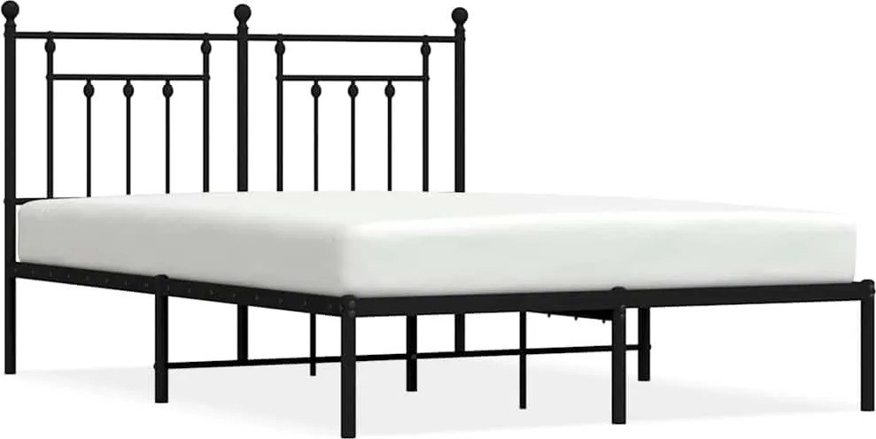 vidaXL fekete fém ágykeret fejtámlával 150 x 200 cm