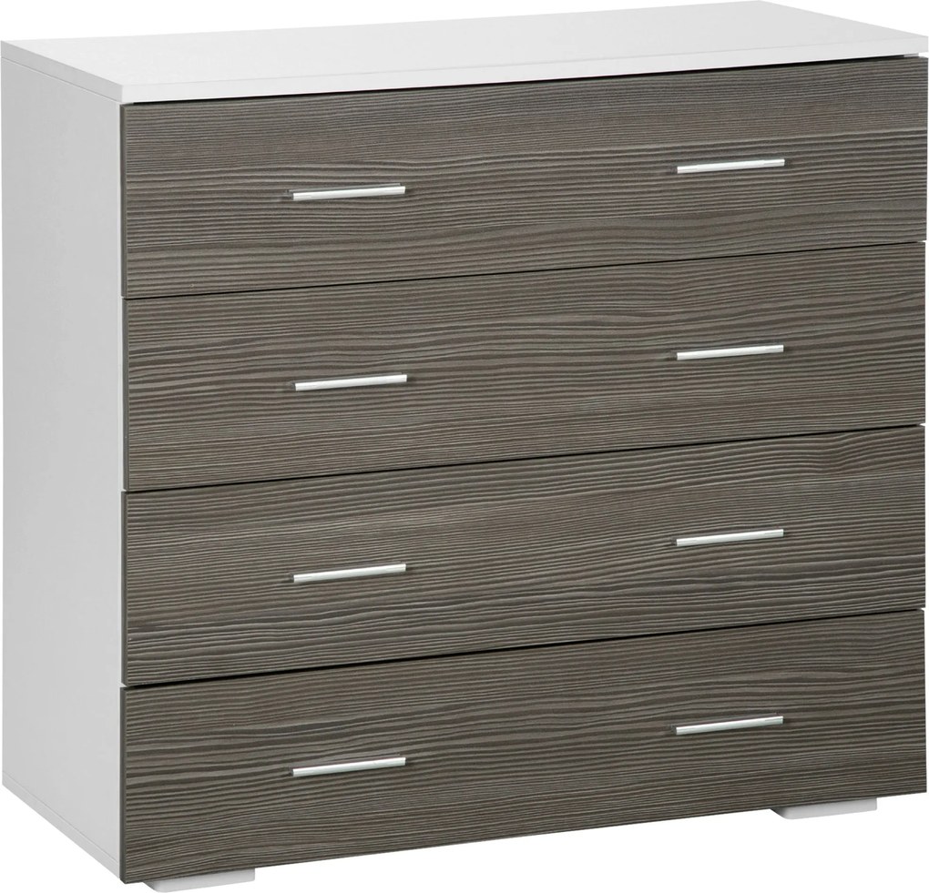 HOMCOM Modern Stílusú Tálalószekrény 4 Fiókkal 76 x 35 x 72 cm Fehér és Szürke | Aosom