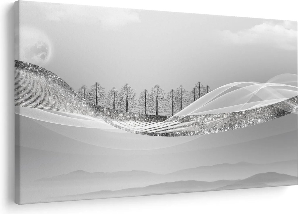Kép - ezüst táj (90x60 cm)