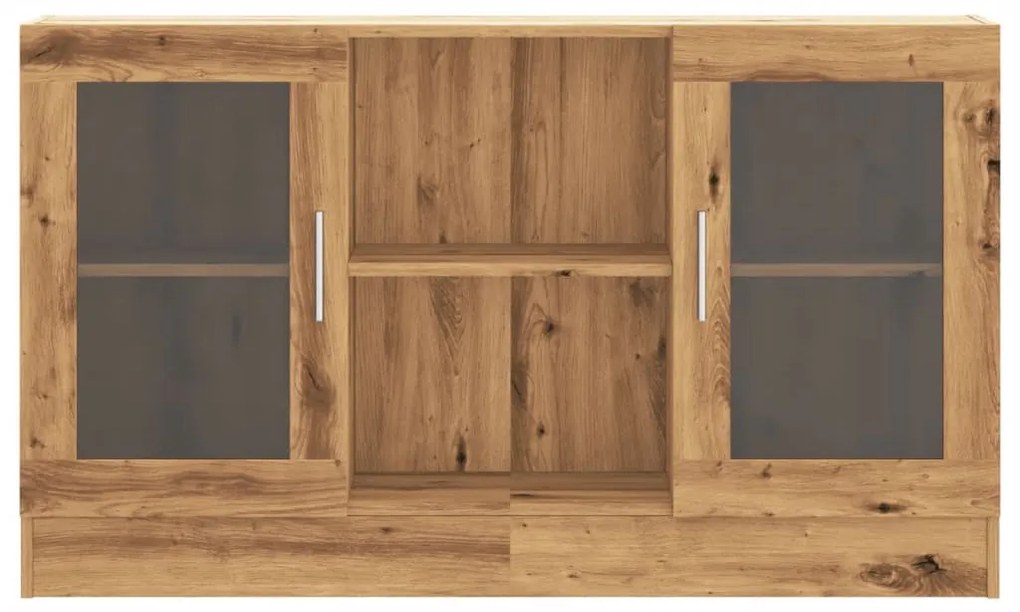 kézműves tölgy színű szerelt fa tálalószekrény 120x30,5x70 cm