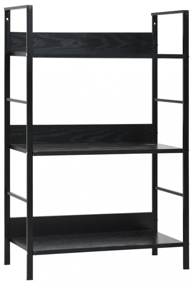 3 szintes fekete szerelt fa könyvespolc 60 x 27,6 x 90,5 cm