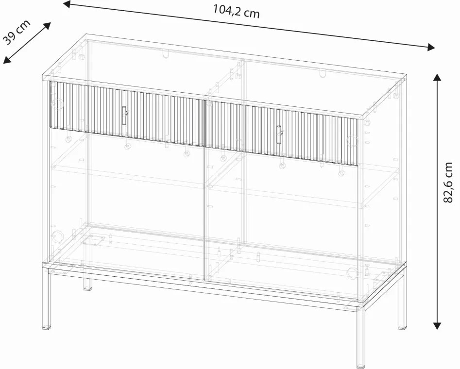 Komód 2 ajtóval és 2 fiókkal kasmír színben arany fogantyúkkal – MAGGIORE MA02