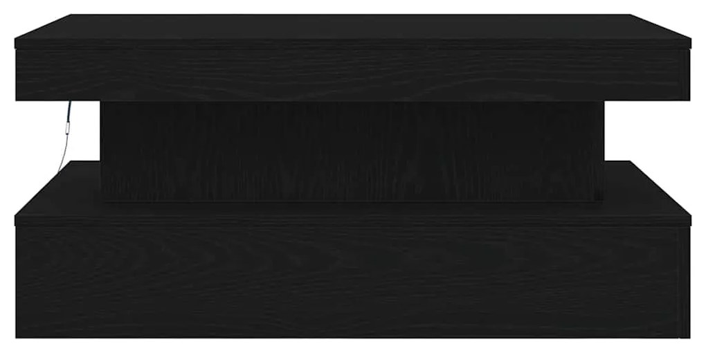 fekete tölgy dohányzóasztal LED-lámpákkal 90x50x40 cm