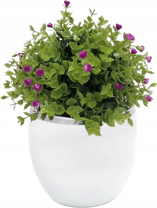 Fedő virágcserép gömb, fehér-szürke, díszes, 15 cm