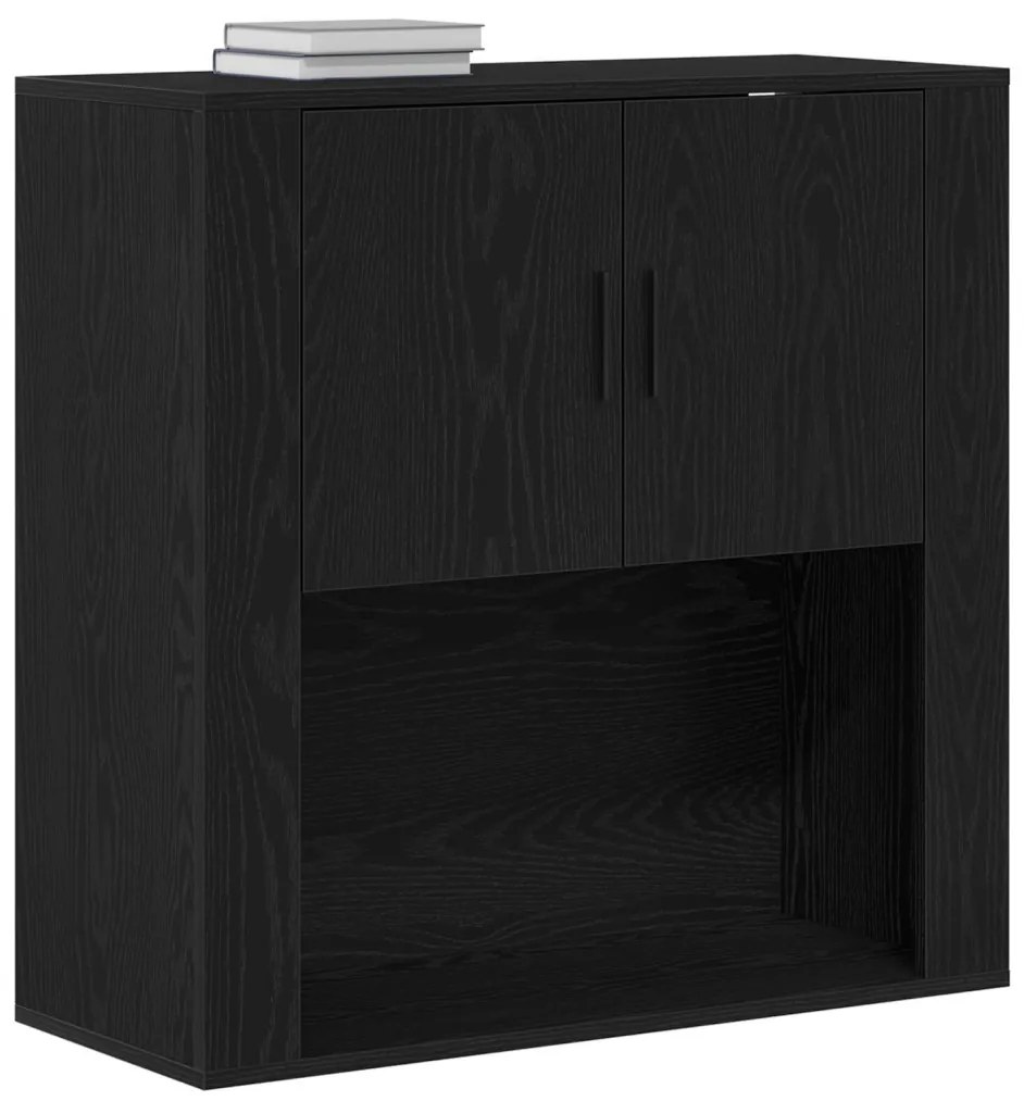 Falipolc Fekete tölgy 80x33x80 cm Szerelt fa
