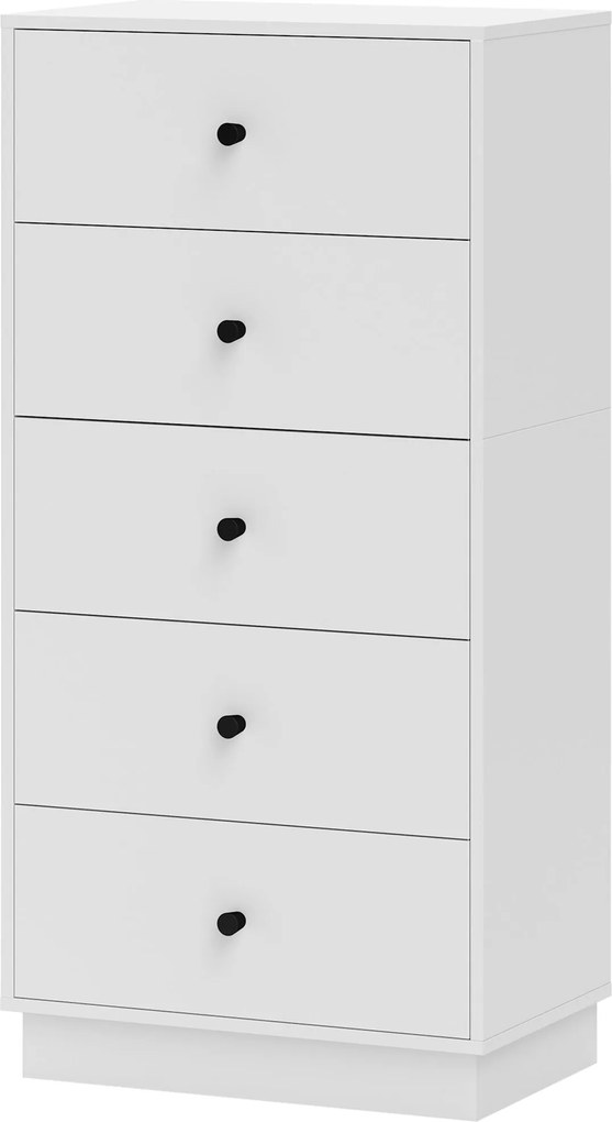 HOMCOM 5 Fiókos Komód Modern Stílusú Tároló Szekrény Fából, 47 x 29 x 95 cm, Fehér | Aosom