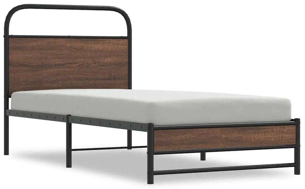 ágykeret matrac nélkül 90x200 cm barna tölgyfa műfa